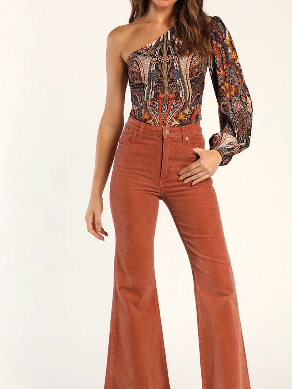 Lulus Mesmerizing Sight Black Multi Print One-Shoulder Bodysuit - Picture 6 of 14